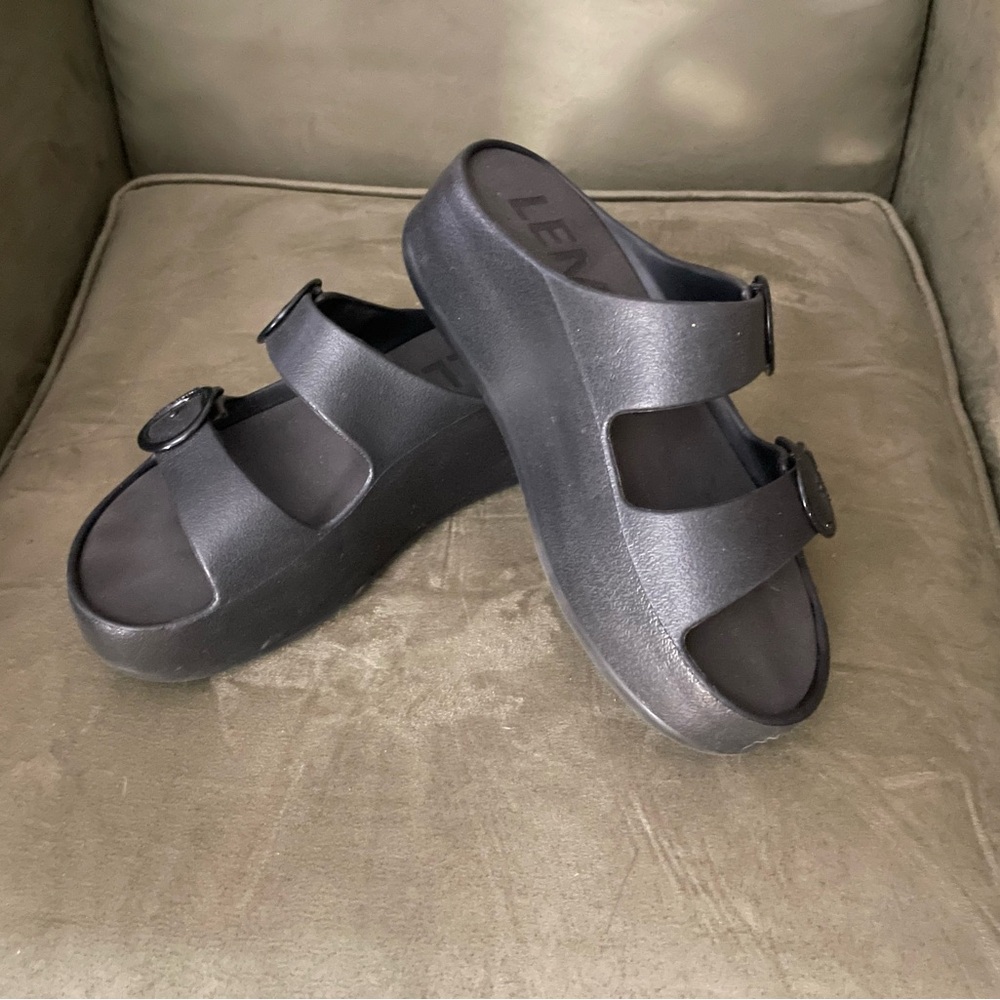 Lemon Jelly Black Slide Sandals